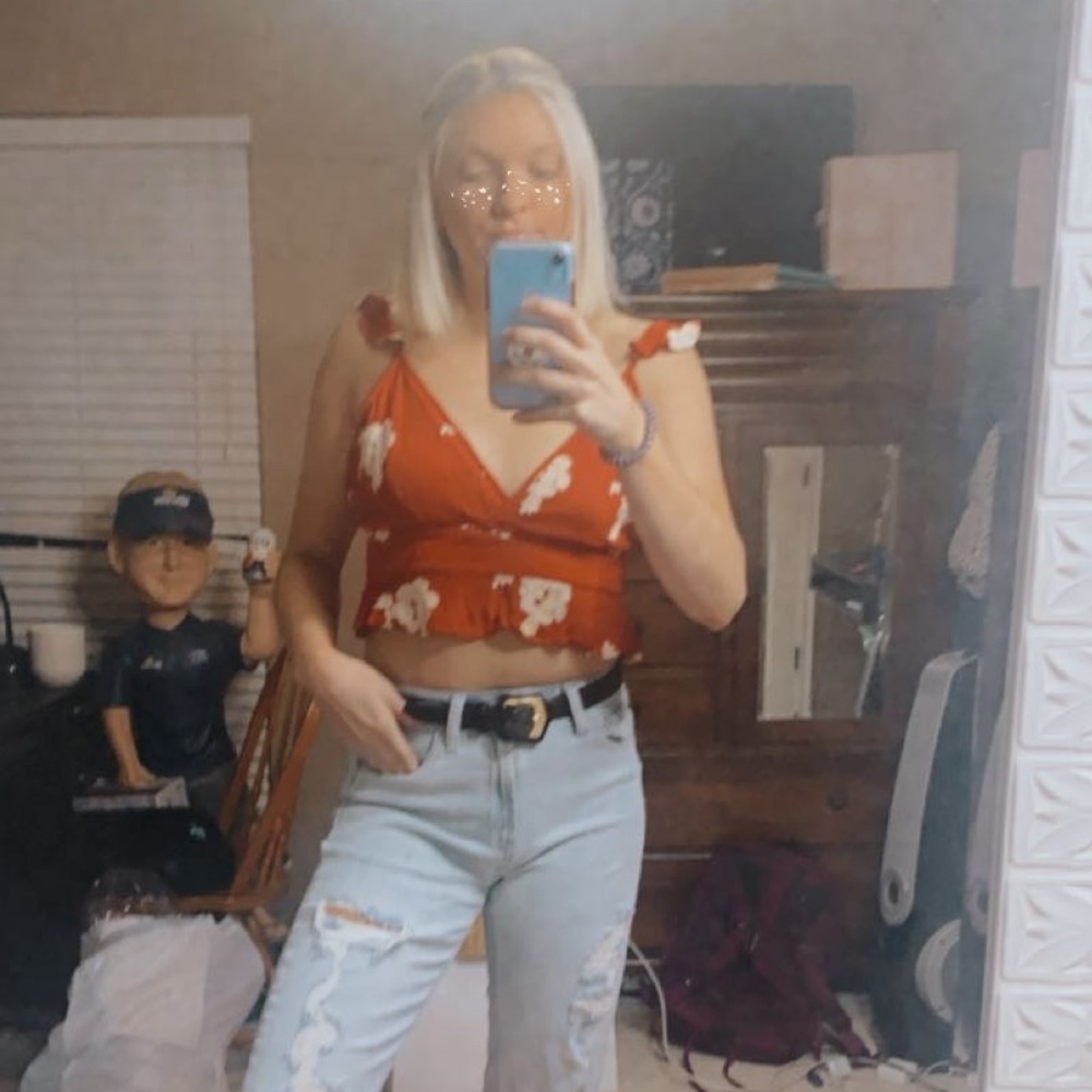 Red floral crop